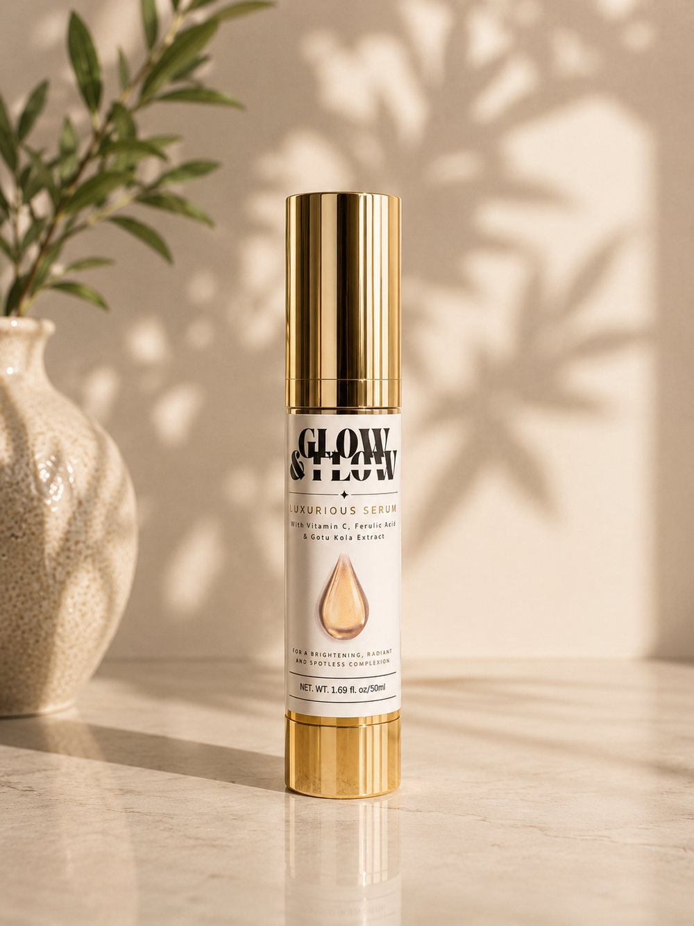 Glow & Flow Luxurious Glow Serum with vitamin C, ferulic acid and gotu kola