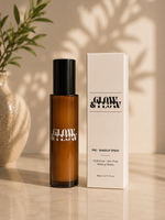 Glow and Flow Pre-Makeup Spray 80ml amber glass bottle beside its white box
