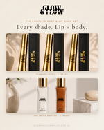 The Complete Body & Lip Glow Set — all 3 lip oil shades + both Meu Brilho body oils