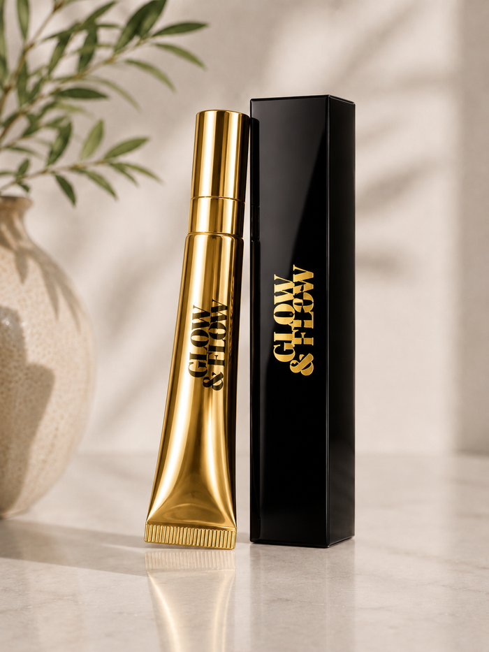 Glow & Flow Plumping Lip Oil — gold tube and black box