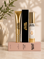 The Glow Ritual set — vitamin C serum, illuminating body oil and plumping lip oil