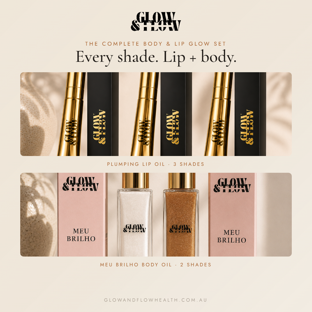 The Lip & Body Glow Set — all lip oil shades and both body oils